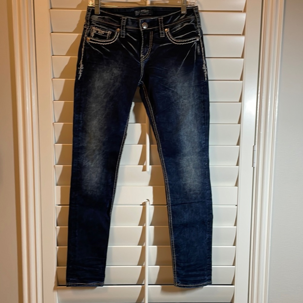 Silver Aiko Flap Skinny Jeans